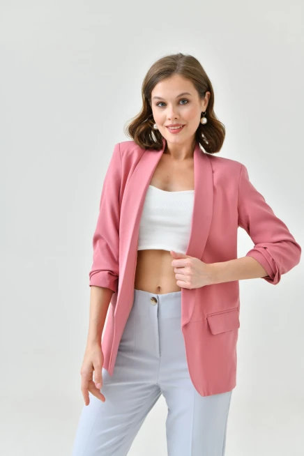 Sleeve Pleated Boyfriend Jacket