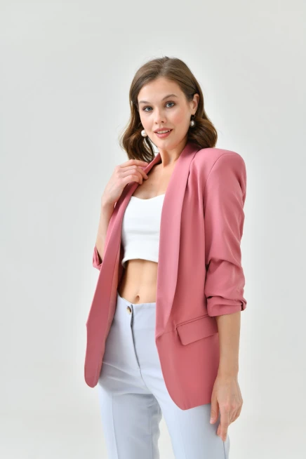Sleeve Pleated Boyfriend Jacket