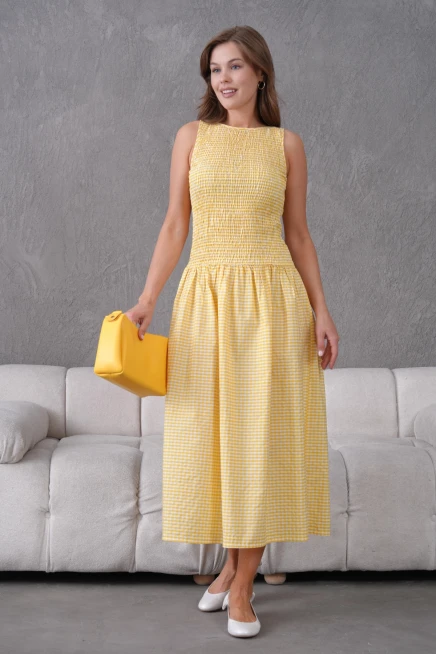 Gipeli Maxi Boy Pötikareli Yazlık Dokuma Elbise