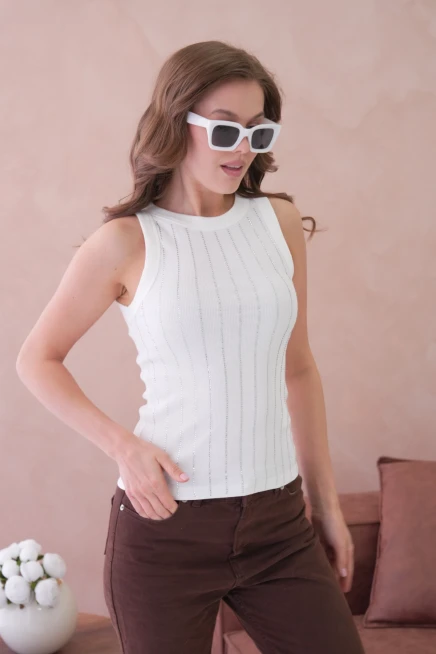 Önü Taş İşlemeli Slim Fit Basic Atlet