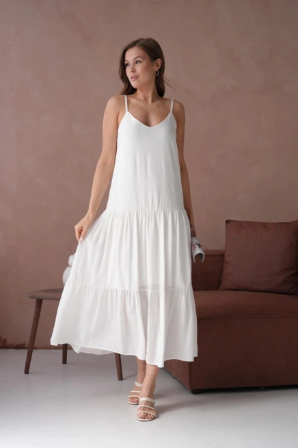 İnce Askılı Uzun Yazlık Elbise