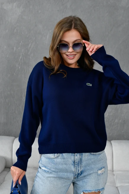 Kadın Bisiklet Yaka Düşük Omuz Salaş Triko Kazak 10946