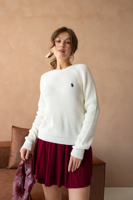 Kadın Bisiklet Yaka Örgü Detay Triko Kazak 227026Sw