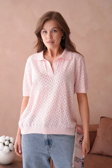 Polo Yaka Kısa Kol Salaş Yazlık T-Shirt