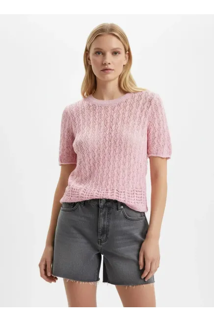 Kadın Bisiklet Yaka Ajurlu Yumuşak Dokulu Triko Kazak 8718Sw