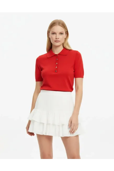 Kadın Polo Yaka Çıt Çıt Kapama Triko Kazak 12435.Vrt