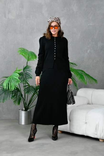 Kadın Uzun Etekli İkili Triko Takım