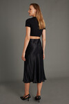 Womens Black Elastic Waist Fish Satin Skirt